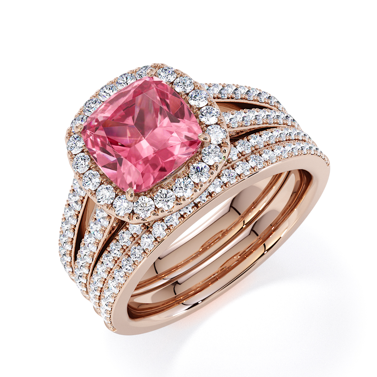 Gold / Platinum Pink Tourmaline and Diamond Engagement Ring RZ3464