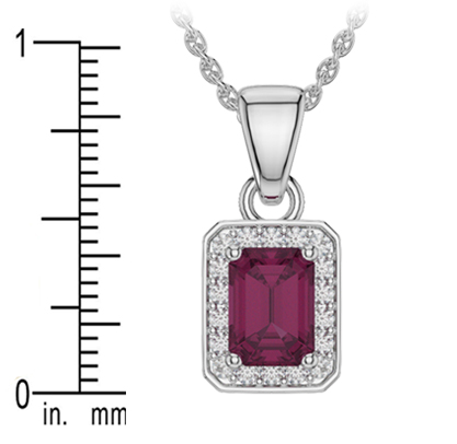 Emerald Shape Ruby and Diamond Necklaces in Gold / Platinum AGDNC-1063