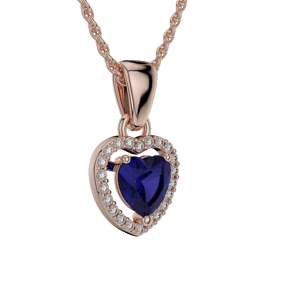 Heart Shape Sapphire and Diamond Necklaces in Gold / Platinum AGDNC-1066