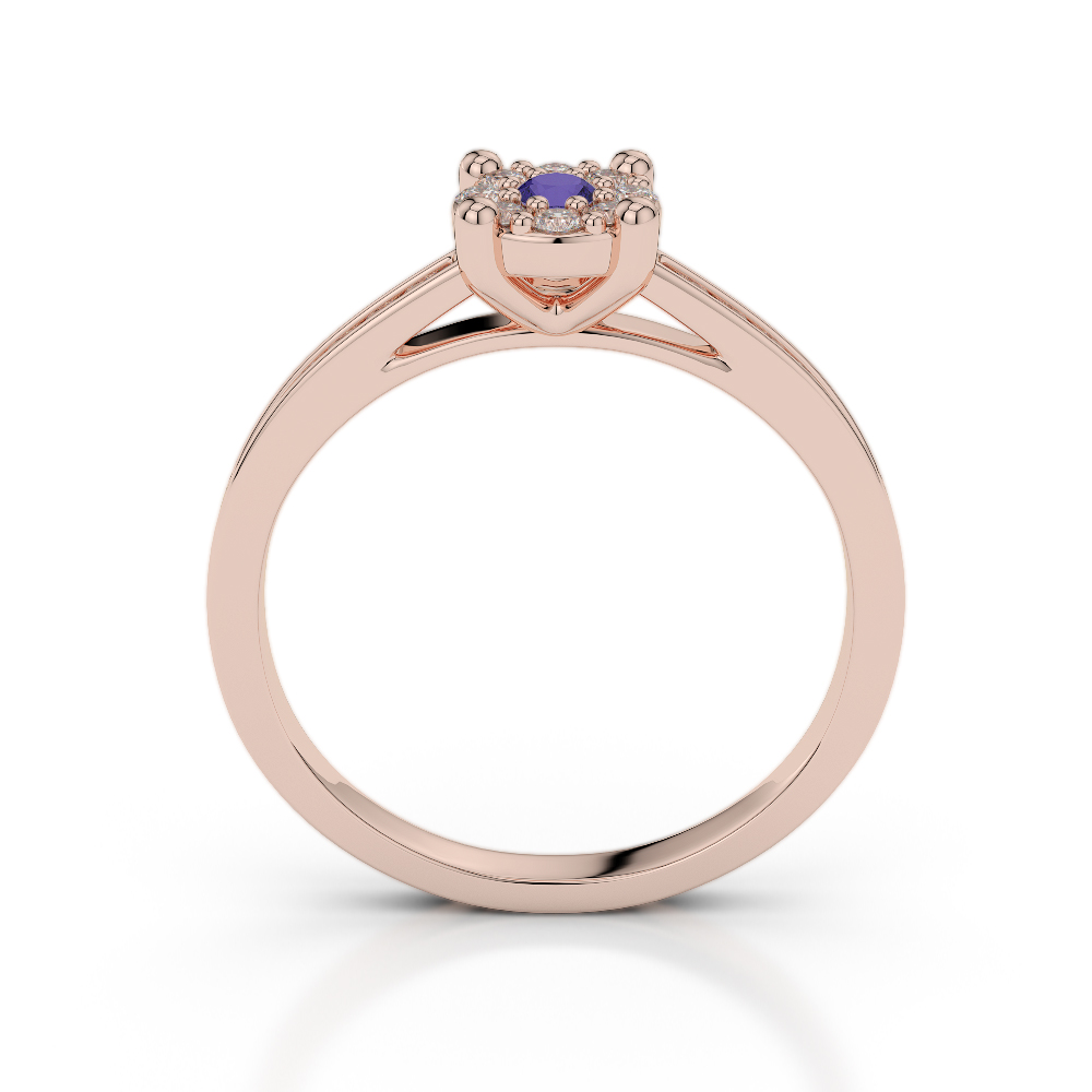 Gold / Platinum Round Cut Tanzanite and Diamond Engagement Ring AGDR-1163