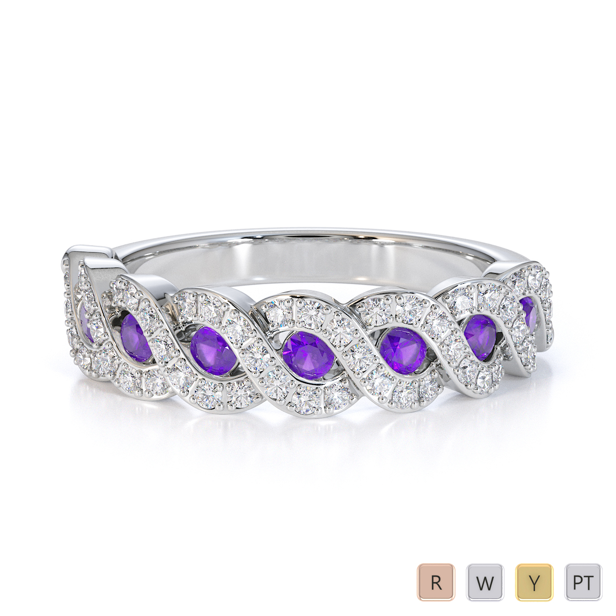 White gold diamond and best sale amethyst eternity ring