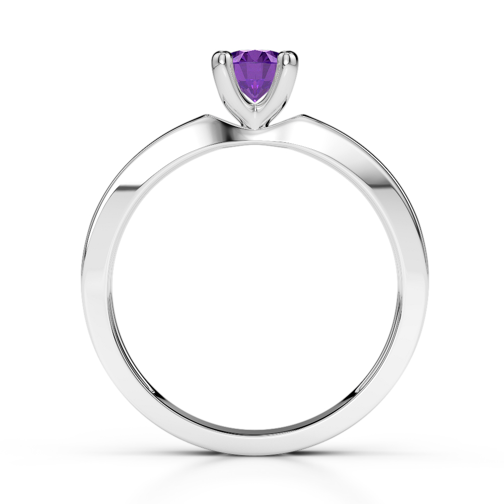 Gold / Platinum Round Cut Amethyst and Diamond Engagement Ring AGDR-1184