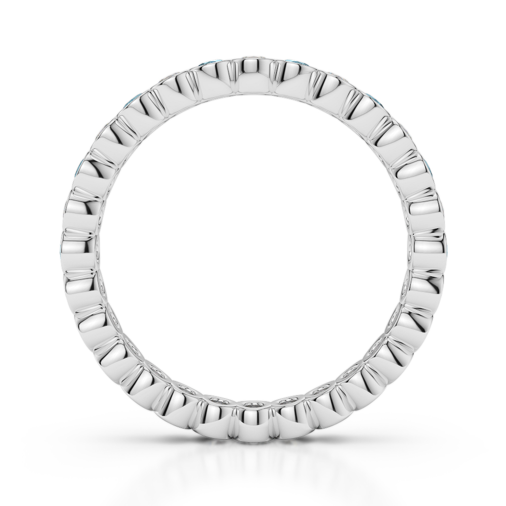 2.5 MM Gold / Platinum Round Cut Aquamarine and Diamond Full Eternity Ring AGDR-1099