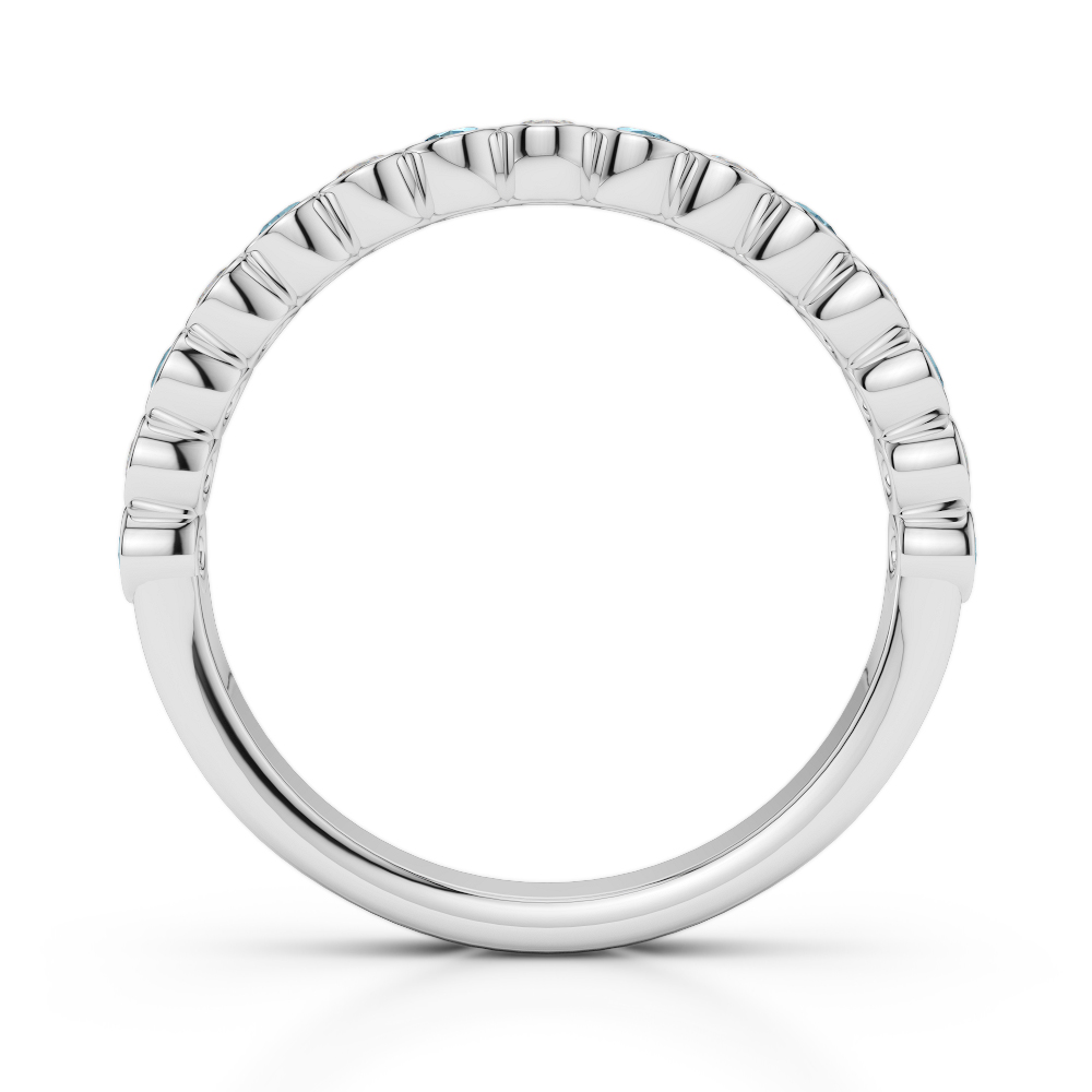 2.5 MM Gold / Platinum Round Cut Aquamarine and Diamond Half Eternity Ring AGDR-1102
