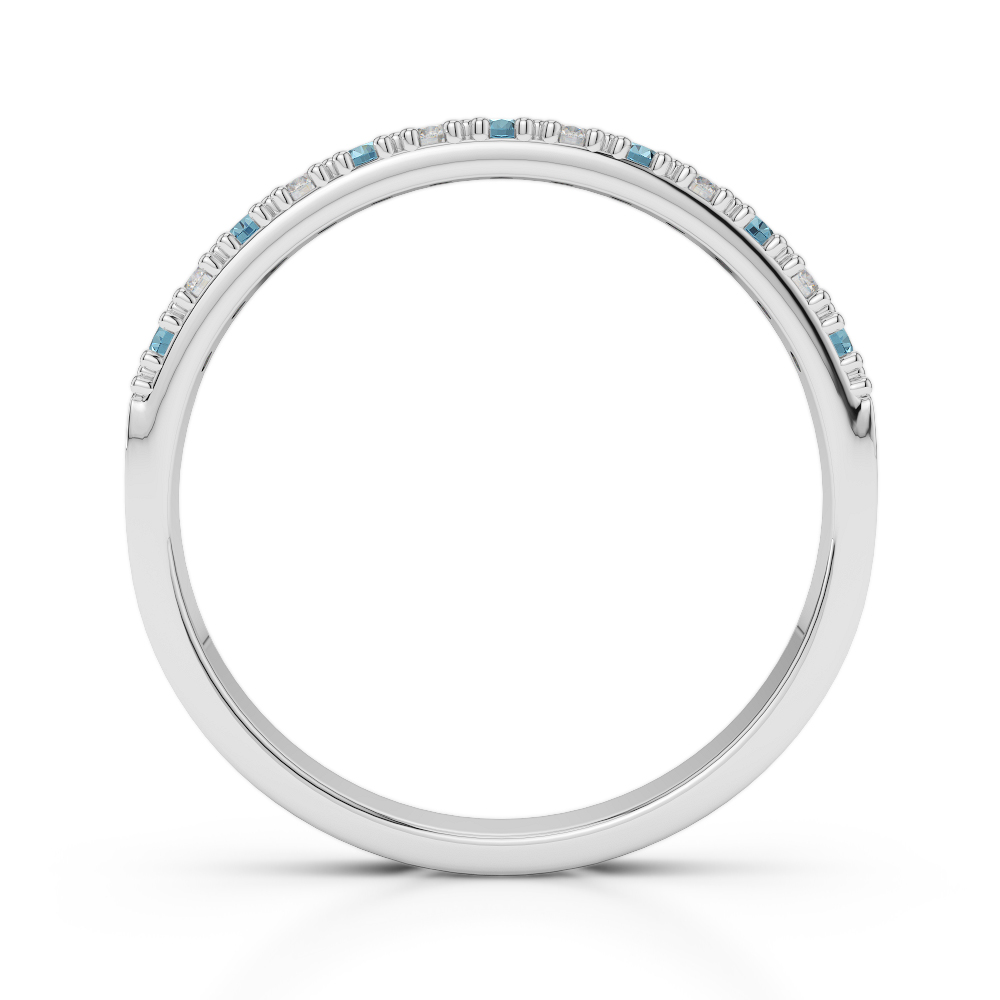 2.5 MM Gold / Platinum Round Cut Aquamarine and Diamond Half Eternity Ring AGDR-1129