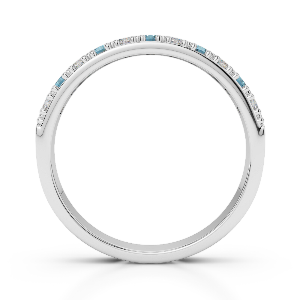 3 MM Gold / Platinum Round Cut Aquamarine and Diamond Half Eternity Ring AGDR-1130