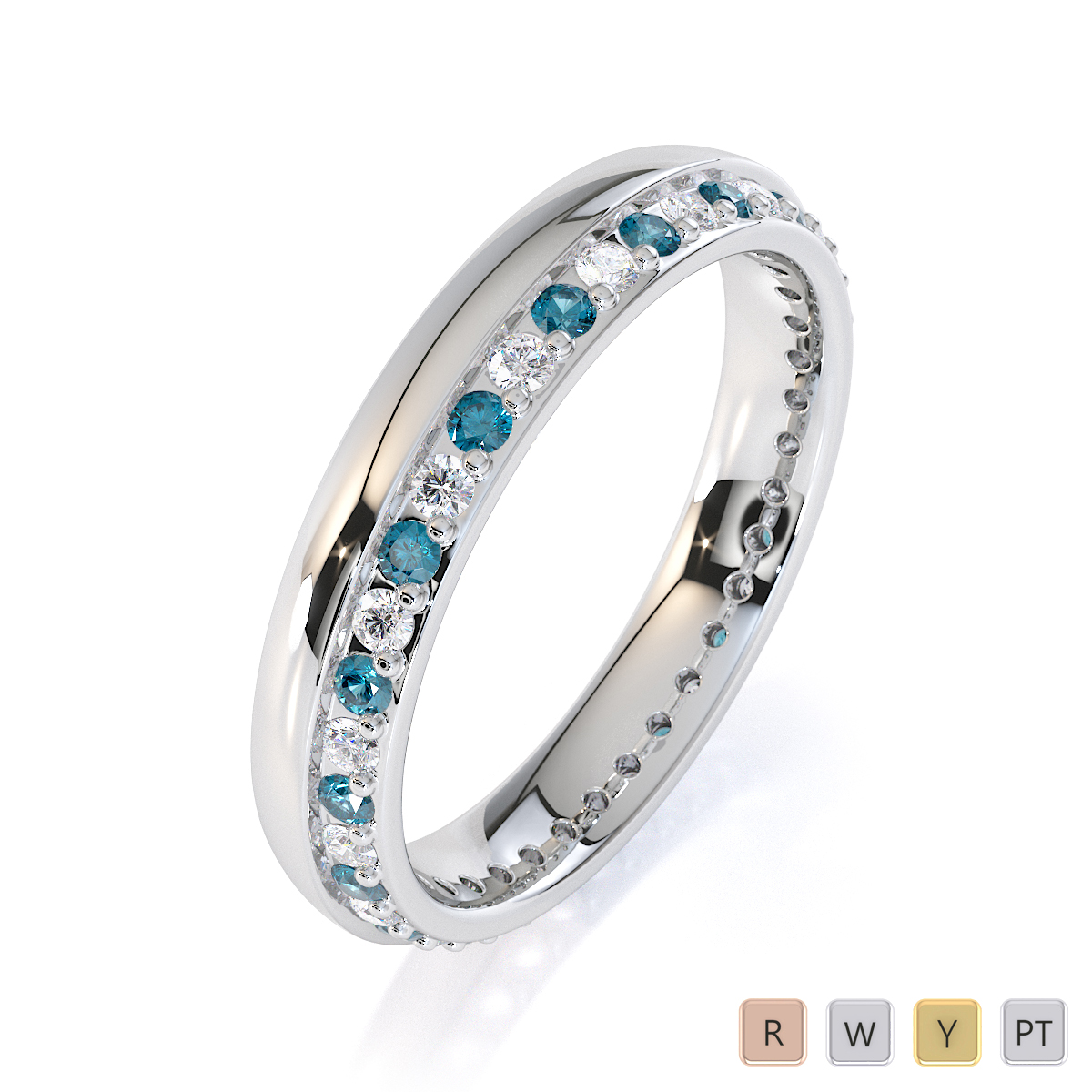 Octagon Faux Diamond and Lab Sapphire Infinity Band Ring - Bijoux Num