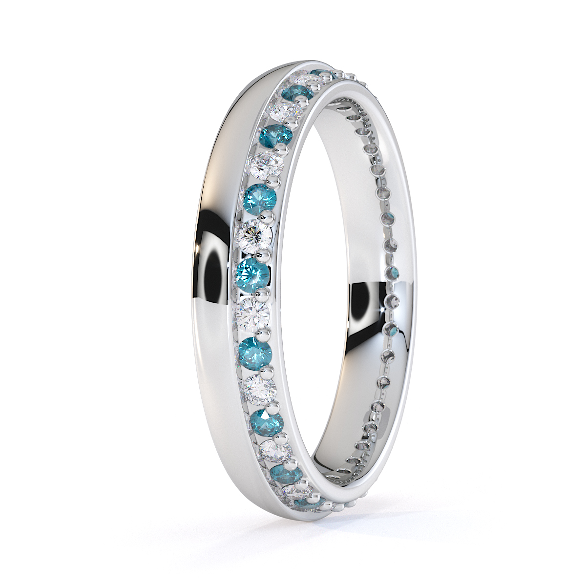 Gold / Platinum Aquamarine and Diamond Full Eternity Ring RZ1516
