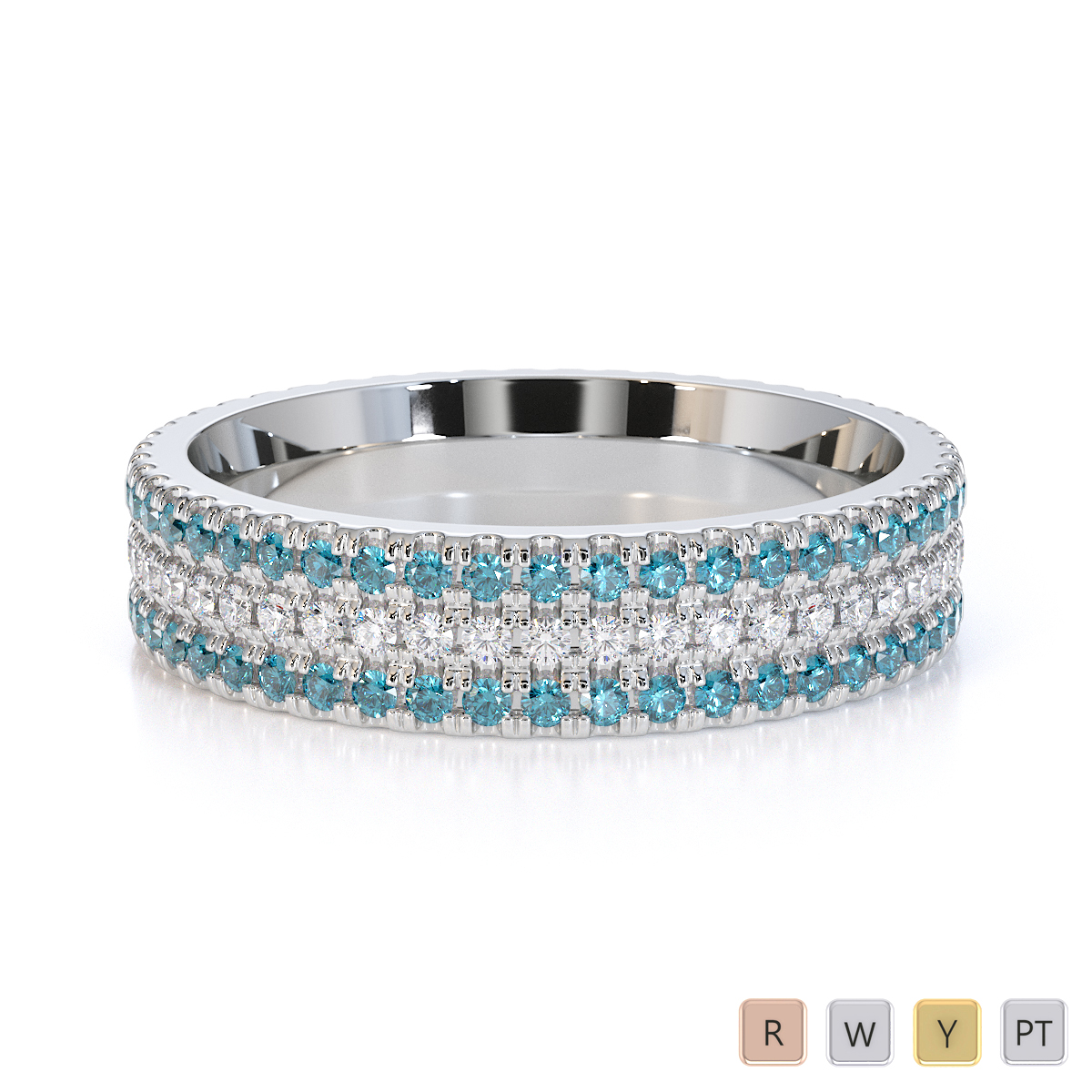 Gold / platinum aquamarine and diamond full eternity ring rz1518
