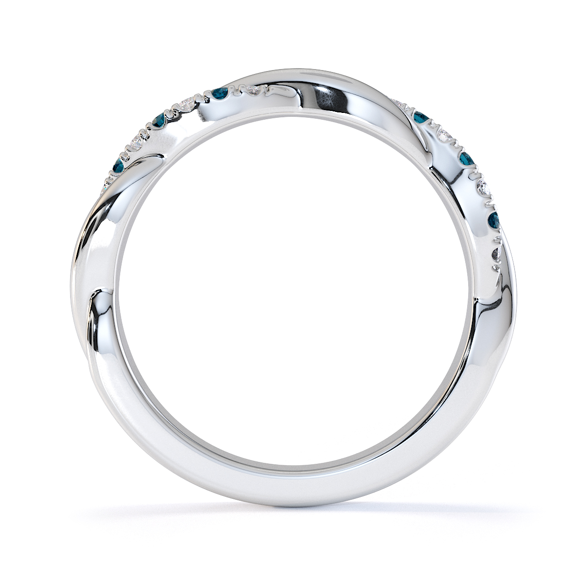 Gold / Platinum Aquamarine and Diamond Half Eternity Ring RZ1523