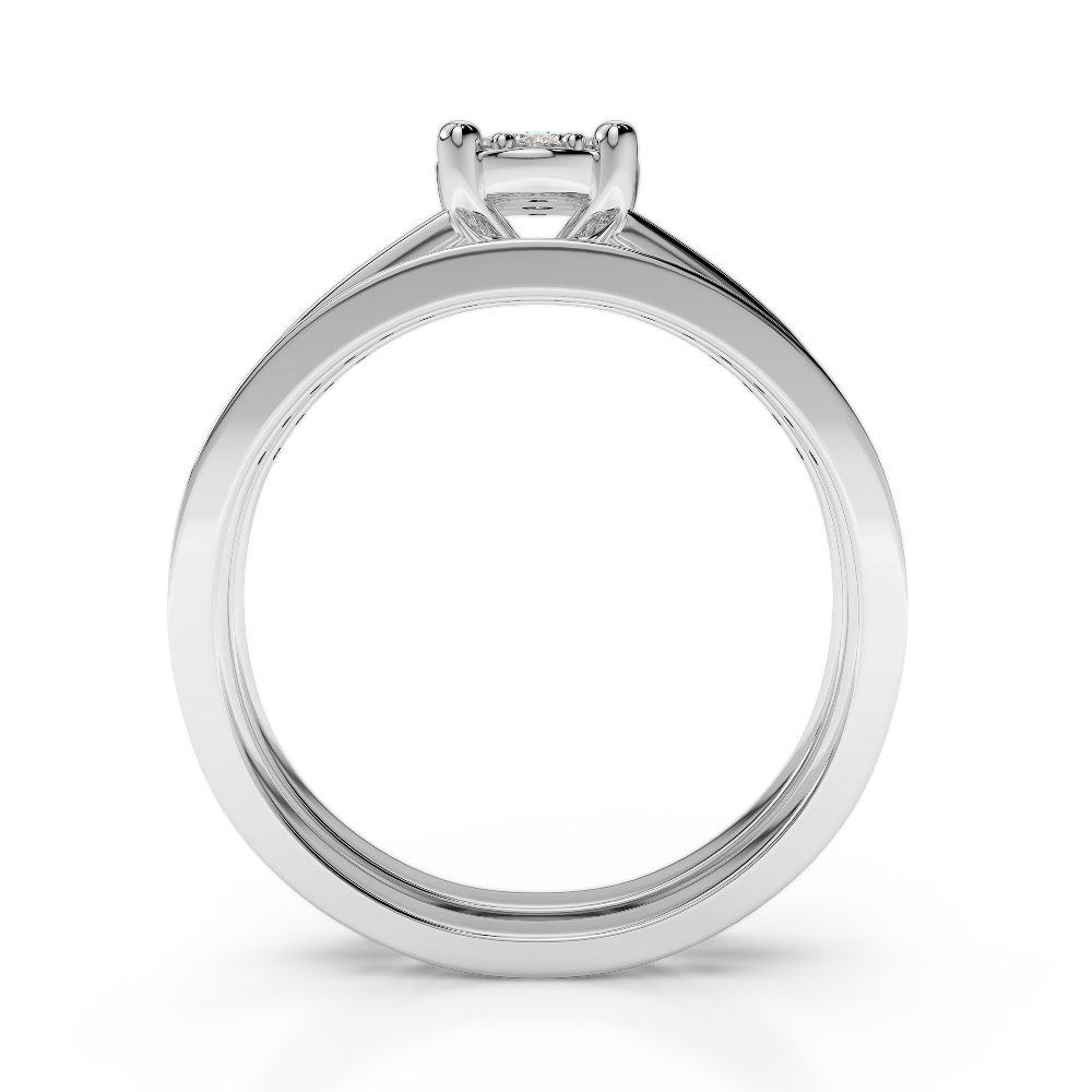Gold / Platinum Round cut Aquamarine and Diamond Bridal Set Ring AGDR-1052
