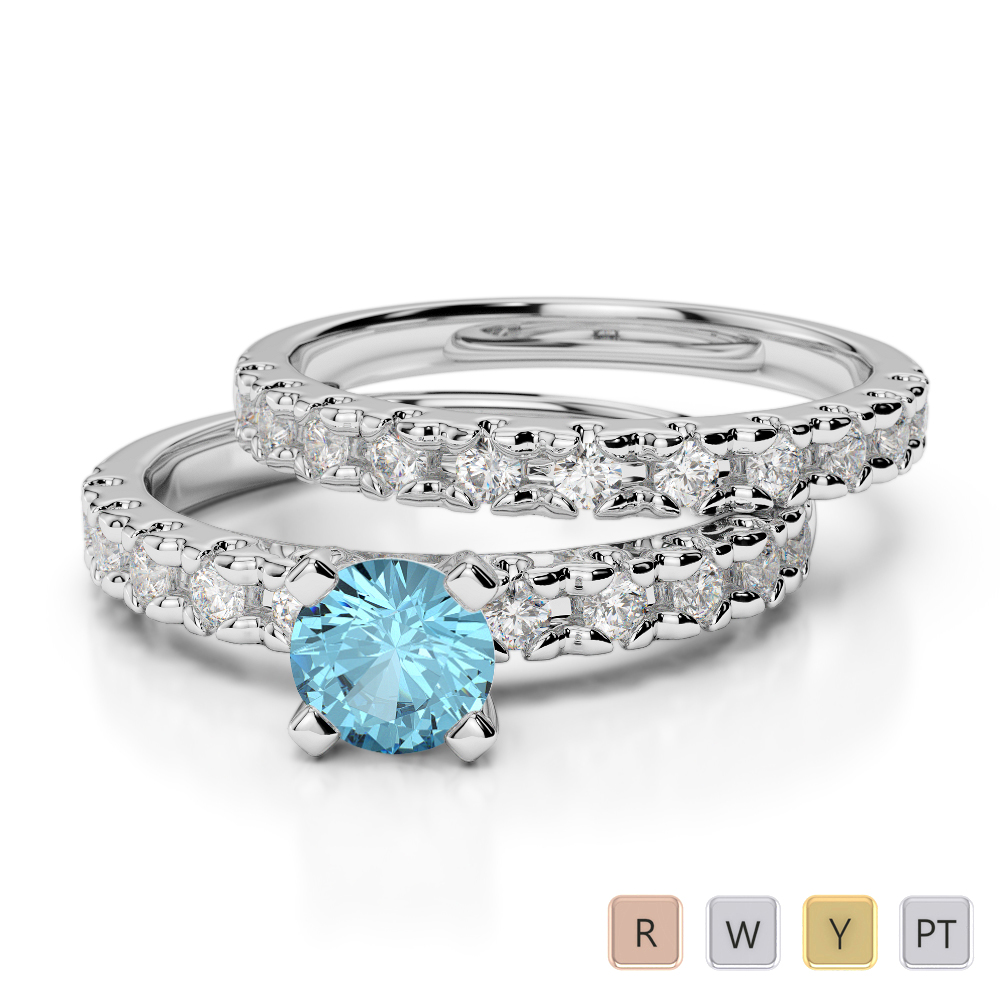 Aquamarine Bridal Set Rings