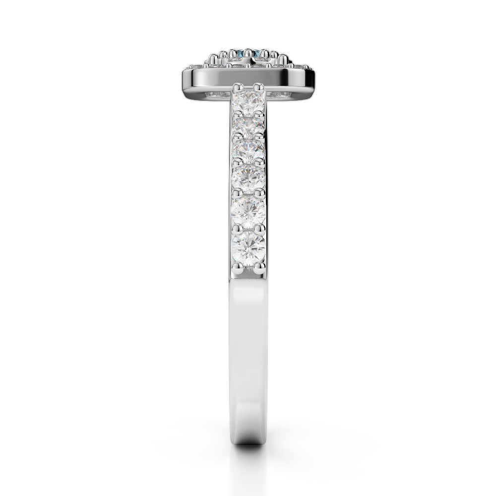 Gold / Platinum Round Cut Aquamarine and Diamond Engagement Ring AGDR-1189