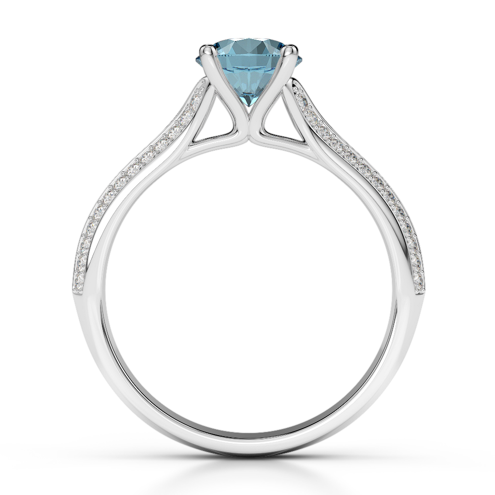 Gold / Platinum Round Cut Aquamarine and Diamond Engagement Ring AGDR-1200