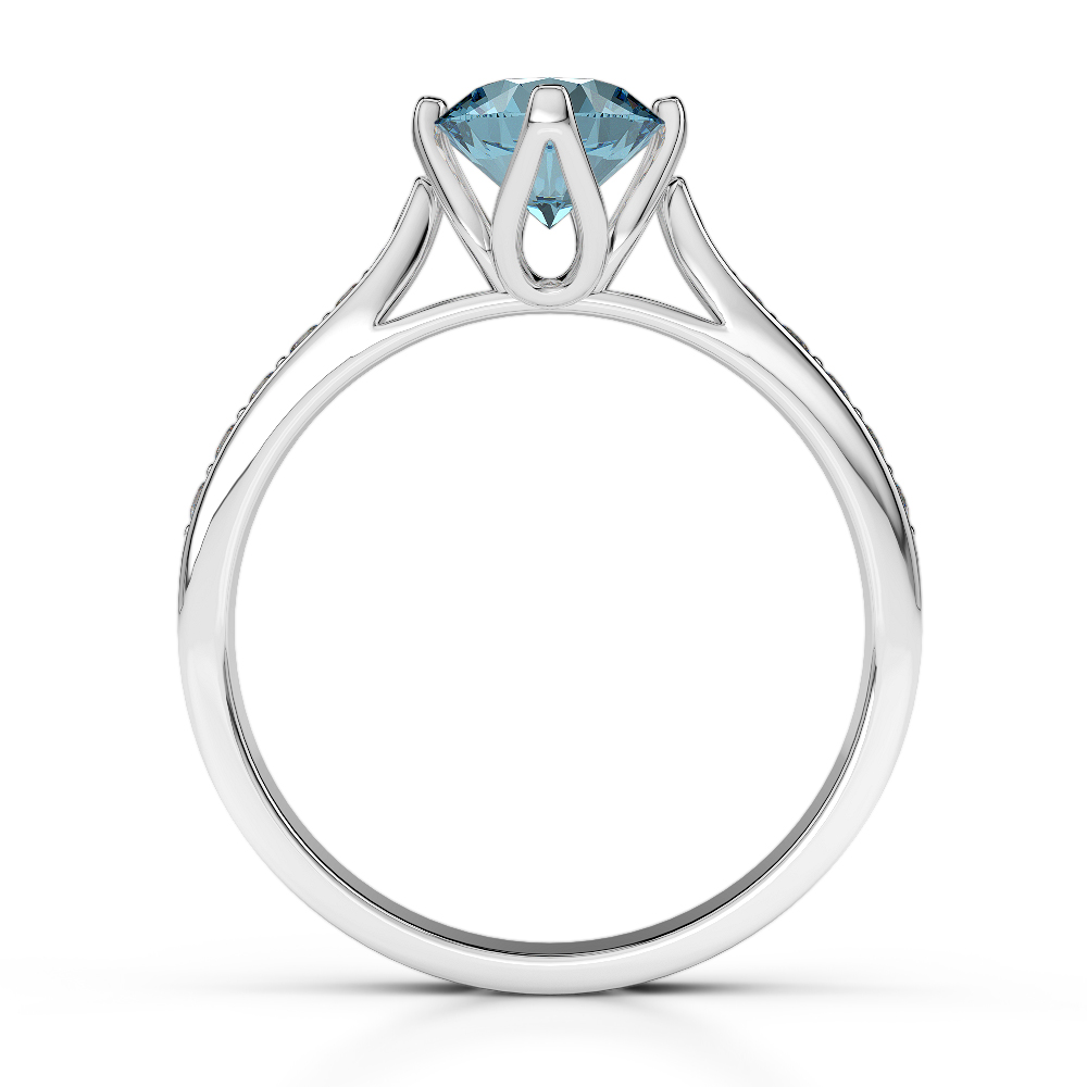 Gold / Platinum Round Cut Aquamarine and Diamond Engagement Ring AGDR-1204
