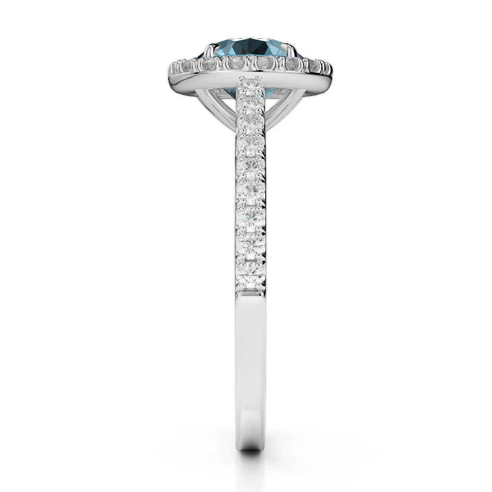 Gold / Platinum Round Cut Aquamarine and Diamond Engagement Ring AGDR-1215