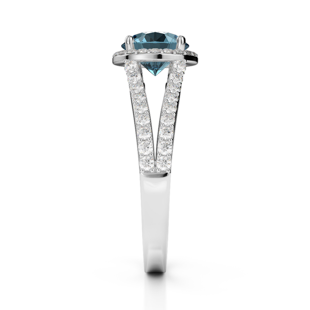 Gold / Platinum Round Cut Aquamarine and Diamond Engagement Ring AGDR-1220