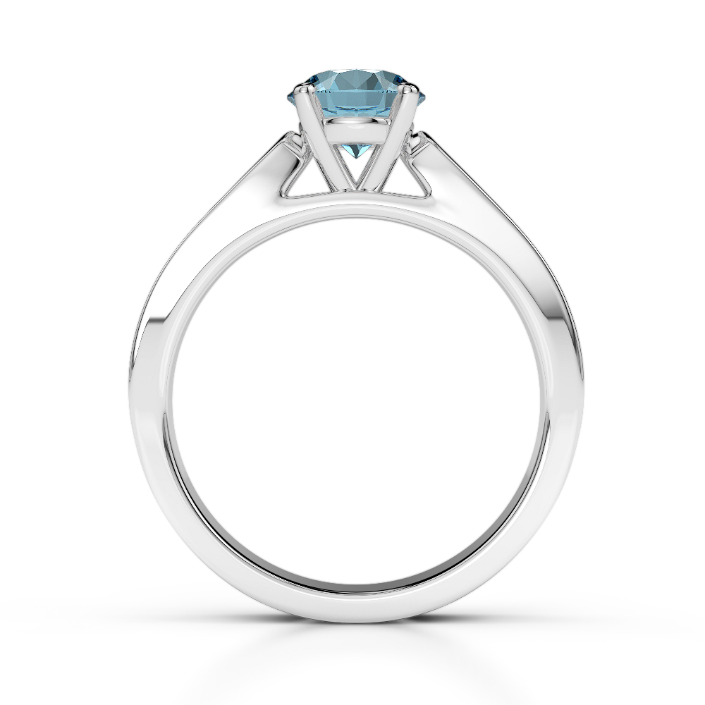 Gold / Platinum Round Cut Aquamarine and Diamond Engagement Ring AGDR-1221