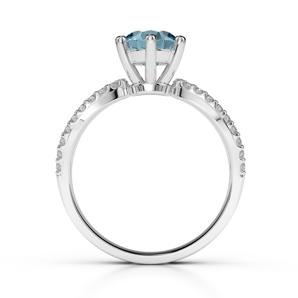 Gold / Platinum Round Cut Aquamarine and Diamond Engagement Ring AGDR-1223
