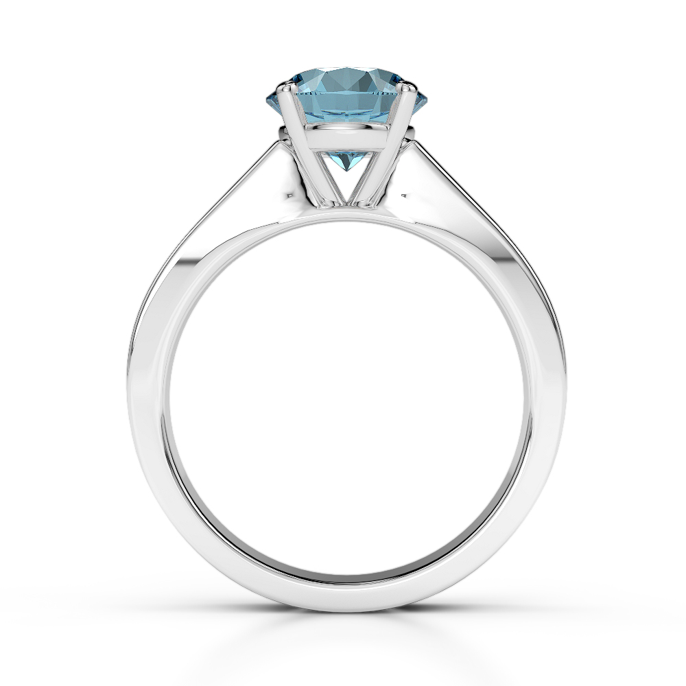 Gold / platinum round and princess cut aquamarine and diamond ...