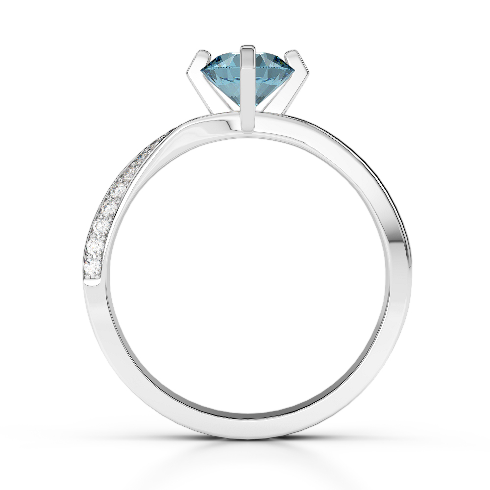 Gold / Platinum Round Cut Aquamarine and Diamond Engagement Ring AGDR-2002