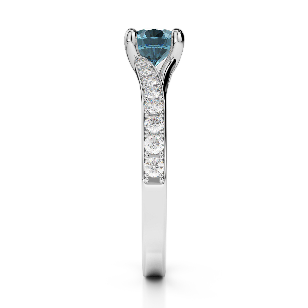 Gold / Platinum Round Cut Aquamarine and Diamond Engagement Ring AGDR-2012