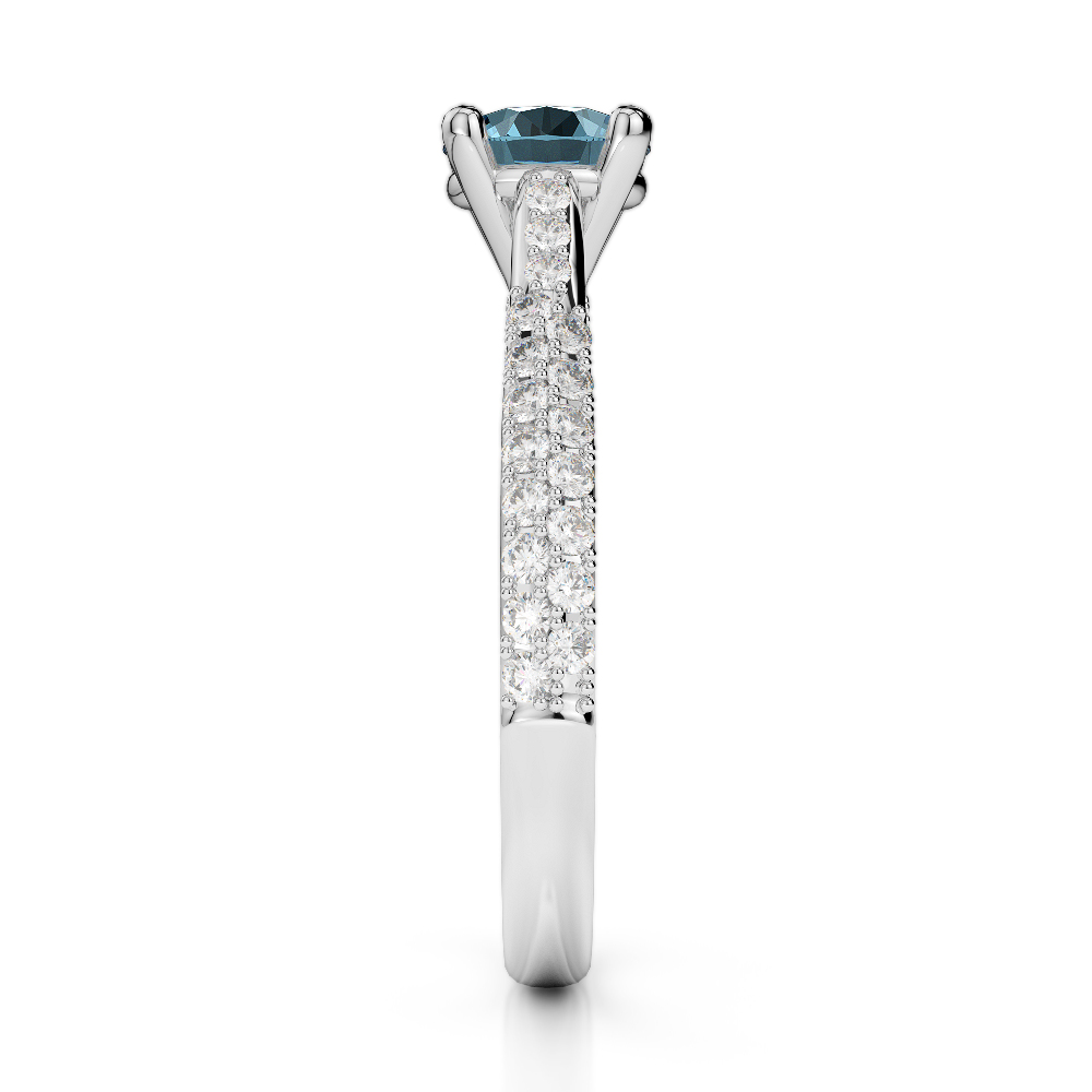 Gold / Platinum Round Cut Aquamarine and Diamond Engagement Ring AGDR-2014