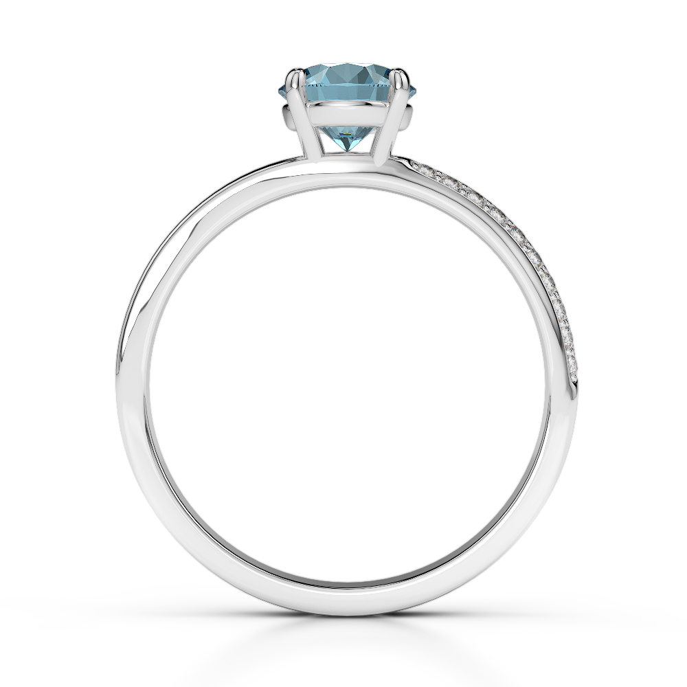 Gold / Platinum Round Cut Aquamarine and Diamond Engagement Ring AGDR-2016