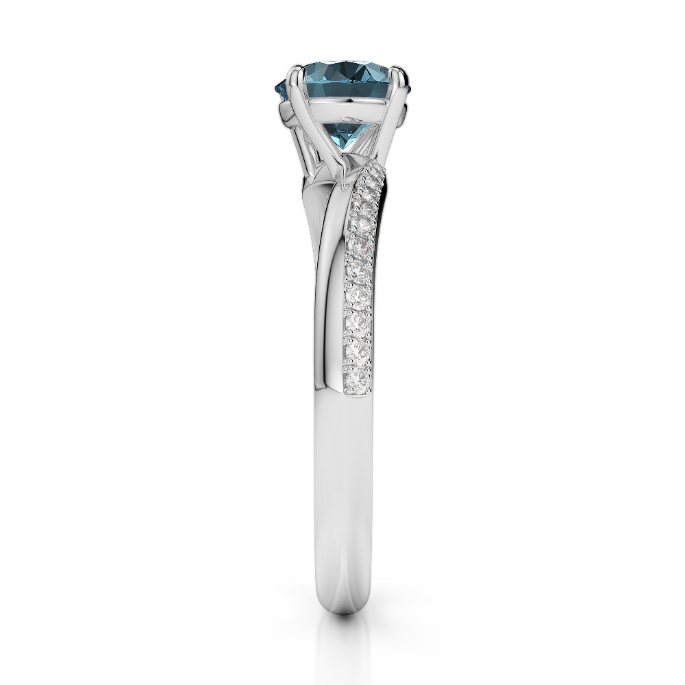 Gold / Platinum Round Cut Aquamarine and Diamond Engagement Ring AGDR-2018