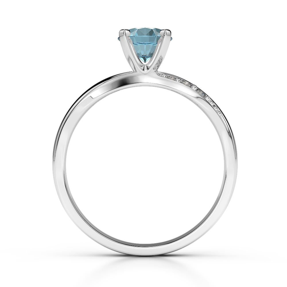 Gold / platinum round cut aquamarine and diamond engagement ring agdr-2024