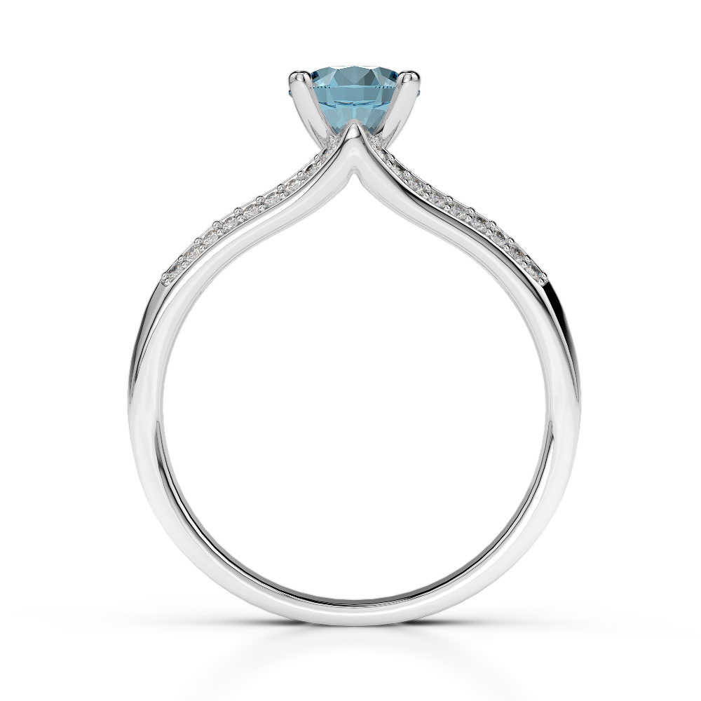 Gold / Platinum Round Cut Aquamarine and Diamond Engagement Ring AGDR-2038