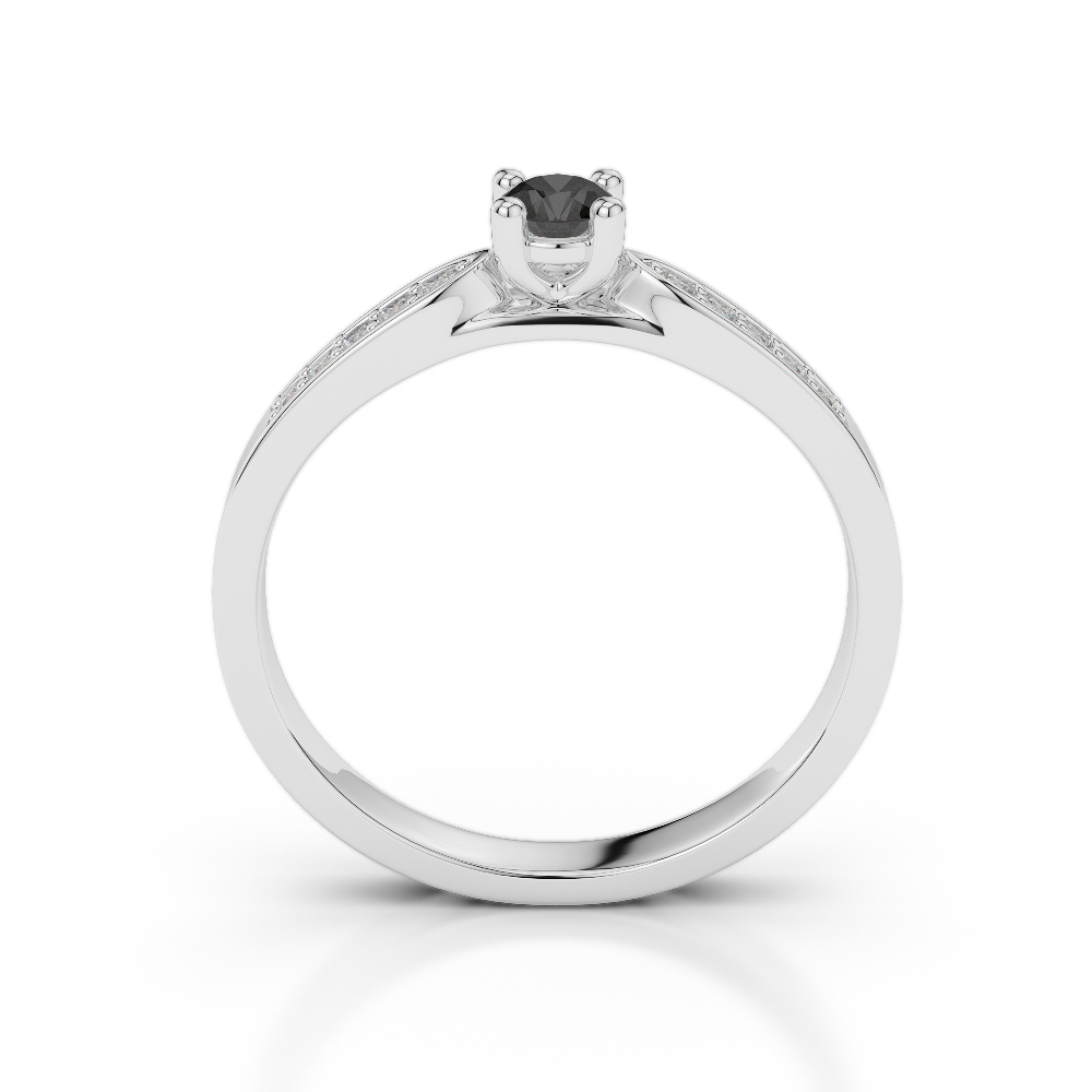 Gold / Platinum Round Cut Black Diamond with Diamond Engagement Ring AGDR-1165
