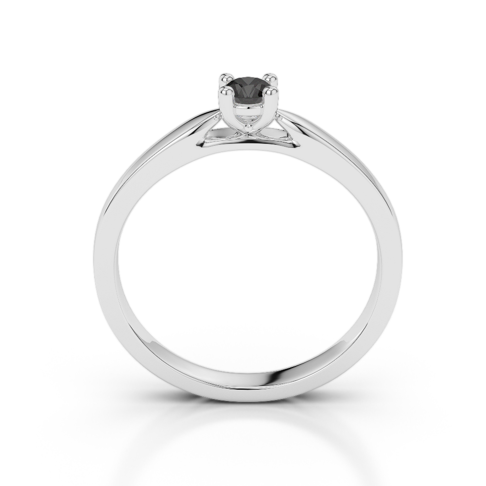 Gold / Platinum Round Cut Black Diamond Engagement Ring AGDR-1166
