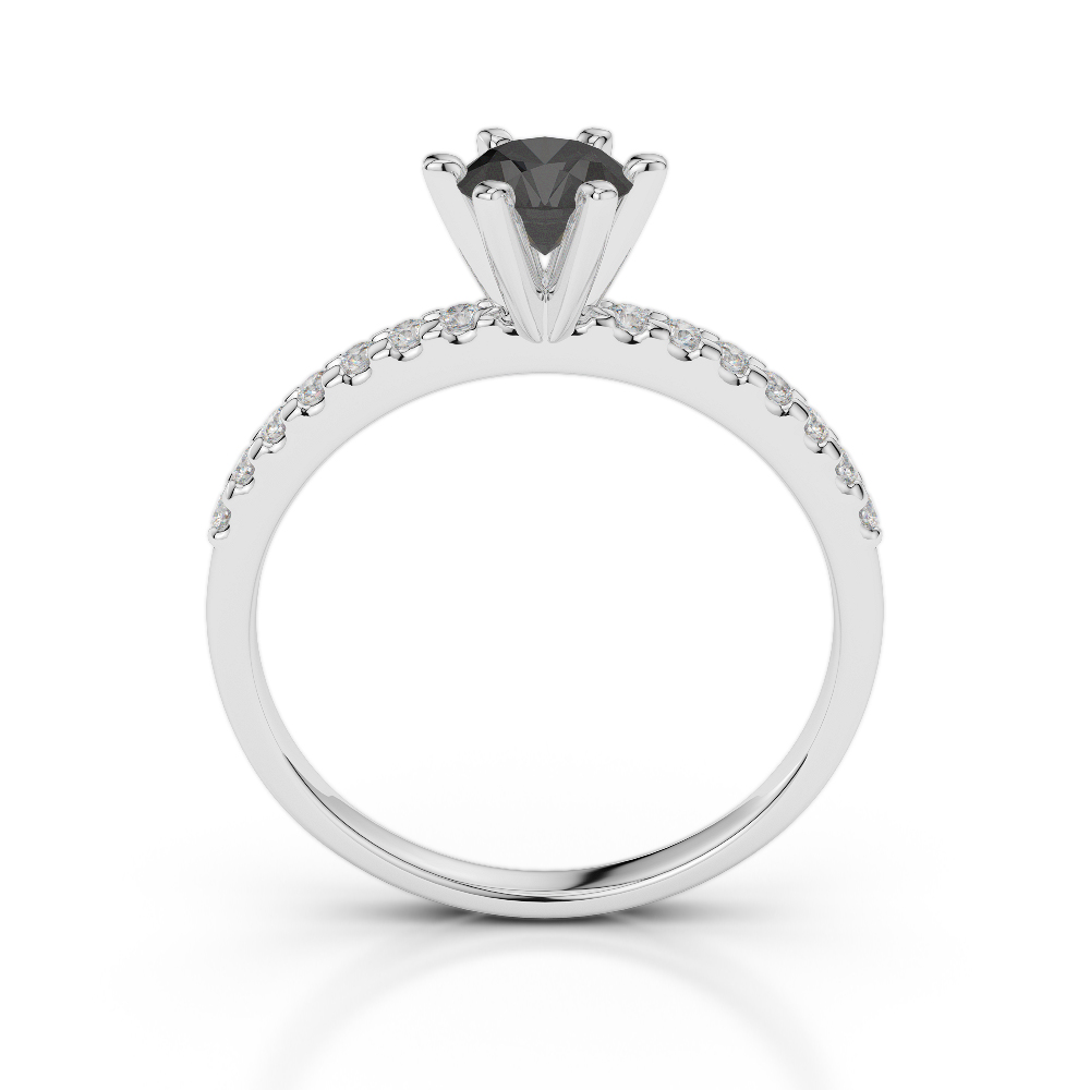 Gold / Platinum Round Cut Black Diamond with Diamond Engagement Ring AGDR-1172