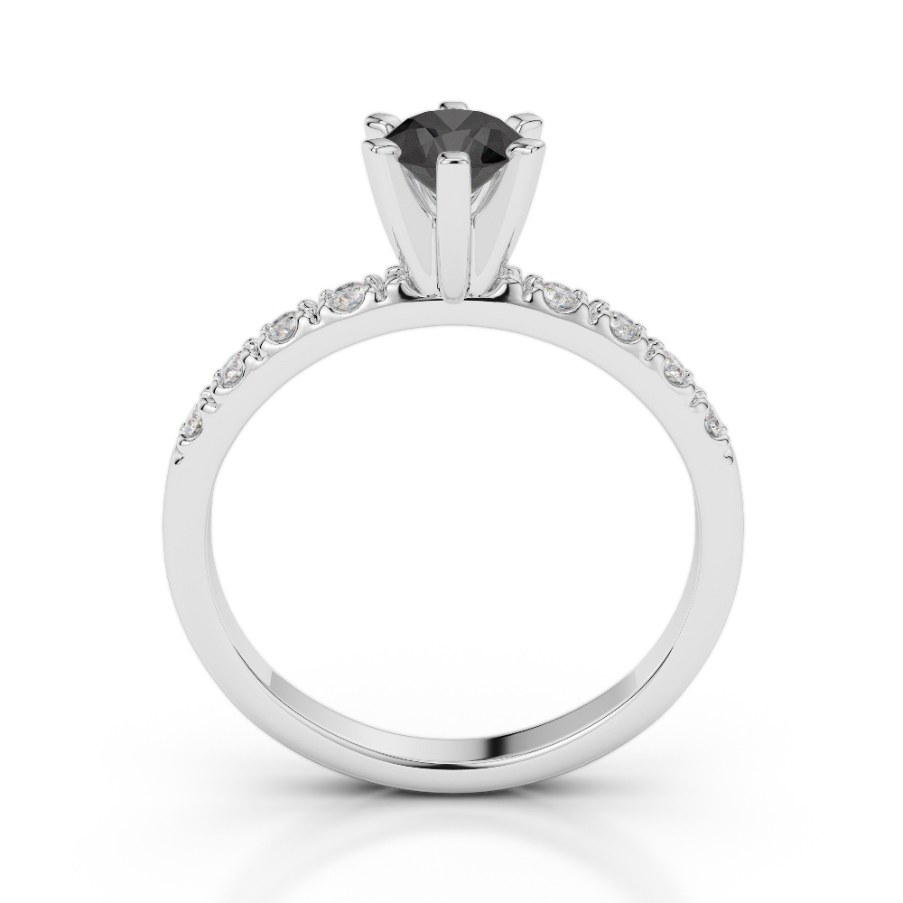 Gold / Platinum Round Cut Black Diamond with Diamond Engagement Ring AGDR-1176