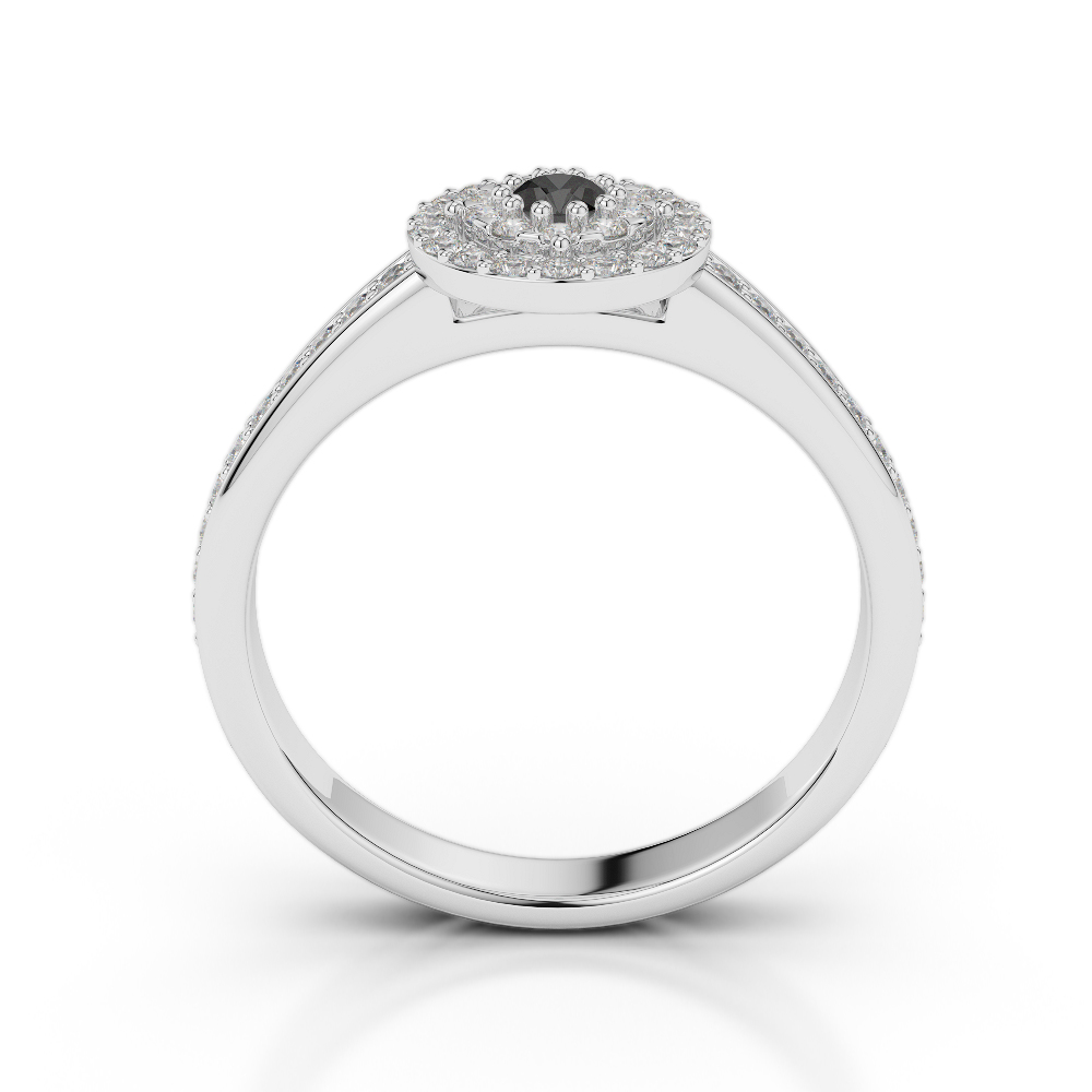 Gold / Platinum Round Cut Black Diamond with Diamond Engagement Ring AGDR-1188