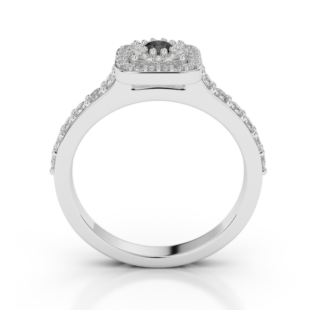 Gold / Platinum Round Cut Black Diamond with Diamond Engagement Ring AGDR-1189