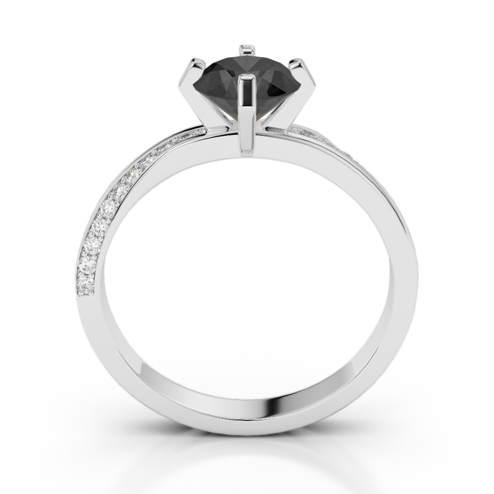Gold / Platinum Round Cut Black Diamond with Diamond Engagement Ring AGDR-2002