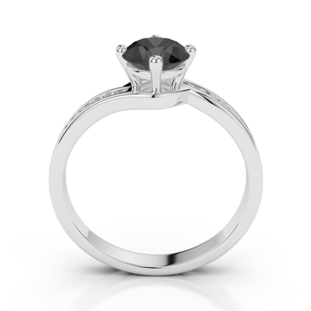 Gold / Platinum Round Cut Black Diamond with Diamond Engagement Ring AGDR-2006