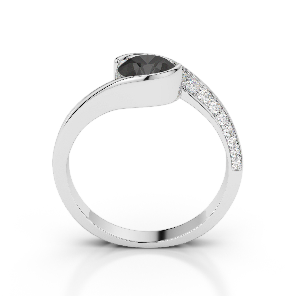 Gold / Platinum Round Cut Black Diamond with Diamond Engagement Ring AGDR-2020