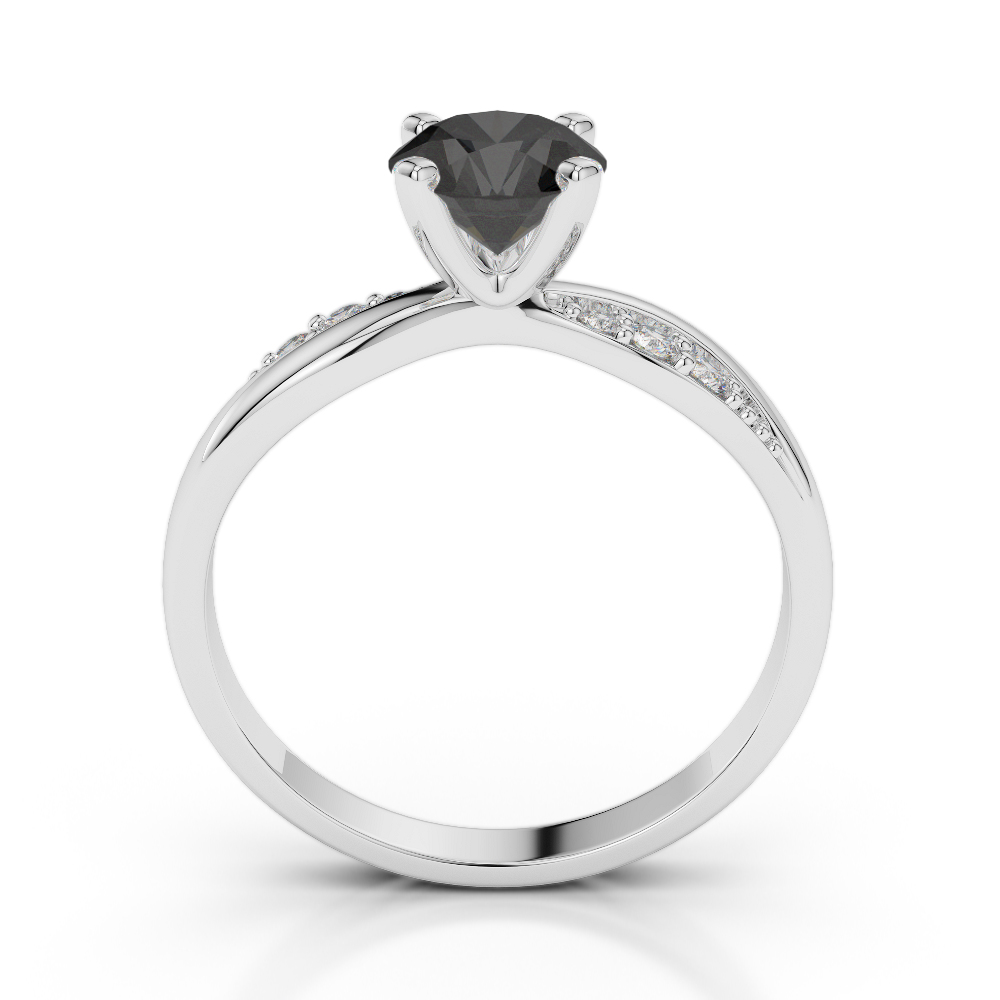 Gold / Platinum Round Cut Black Diamond with Diamond Engagement Ring AGDR-2024