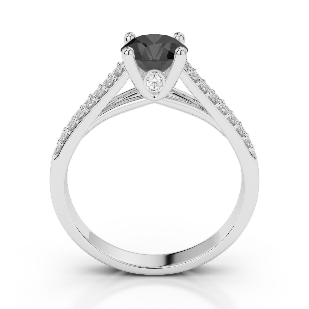 Gold / Platinum Round Cut Black Diamond with Diamond Engagement Ring AGDR-2046