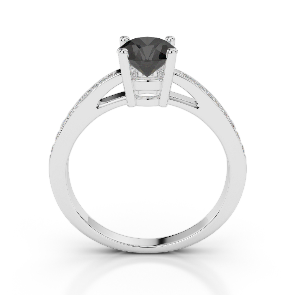 Gold / Platinum Round Cut Black Diamond with Diamond Engagement Ring AGDR-2052