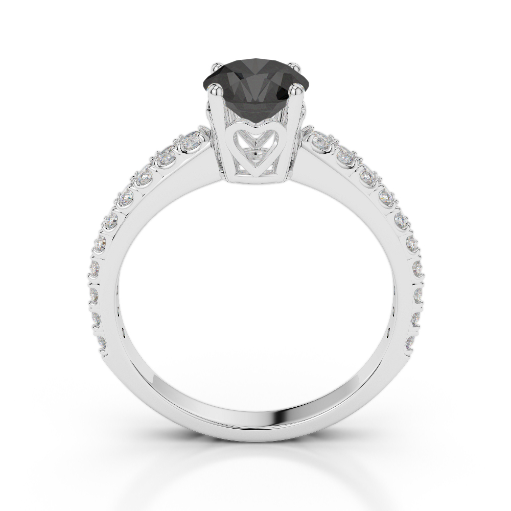Gold / Platinum Round Cut Black Diamond with Diamond Engagement Ring AGDR-2056