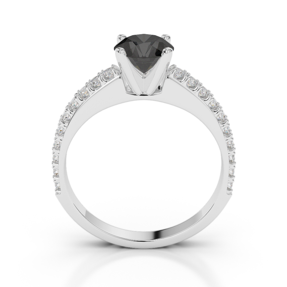 Gold / Platinum Round Cut Black Diamond with Diamond Engagement Ring AGDR-2058