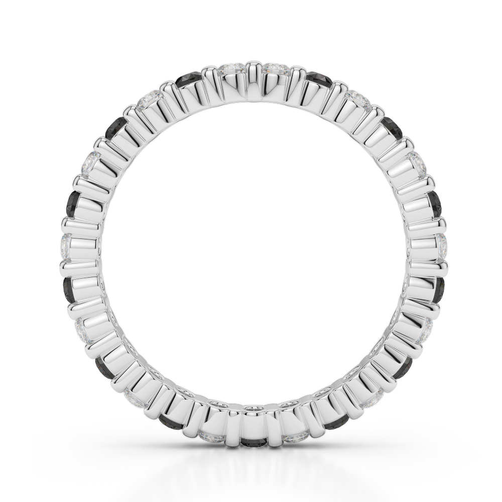 2 MM Gold / Platinum Round Cut Black Diamond with Diamond Full Eternity Ring AGDR-1092