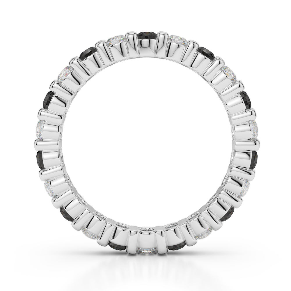 2.5 MM Gold / Platinum Round Cut Black Diamond with Diamond Full Eternity Ring AGDR-1093