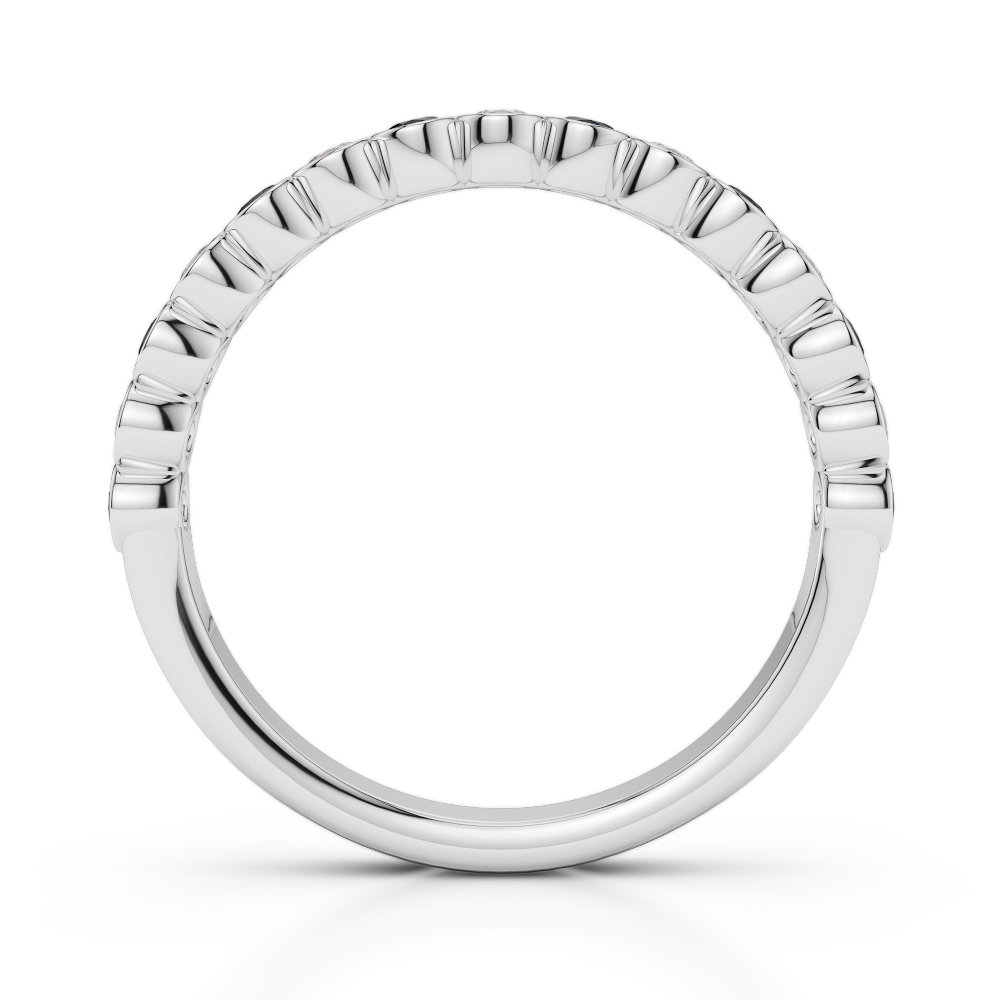 2.5 MM Gold / Platinum Round Cut Black Diamond with Diamond Half Eternity Ring AGDR-1102