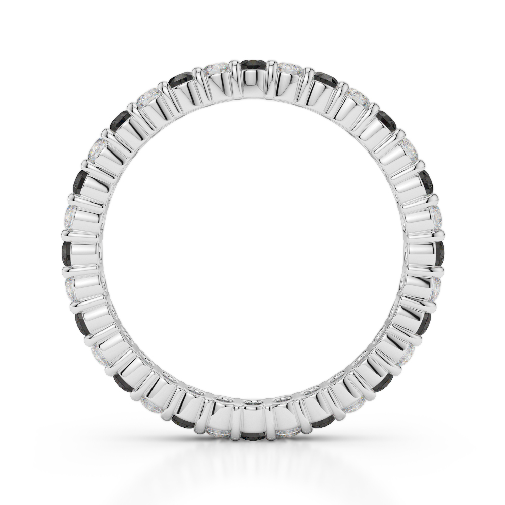 2 MM Gold / Platinum Round Cut Black Diamond with Diamond Full Eternity Ring AGDR-1110