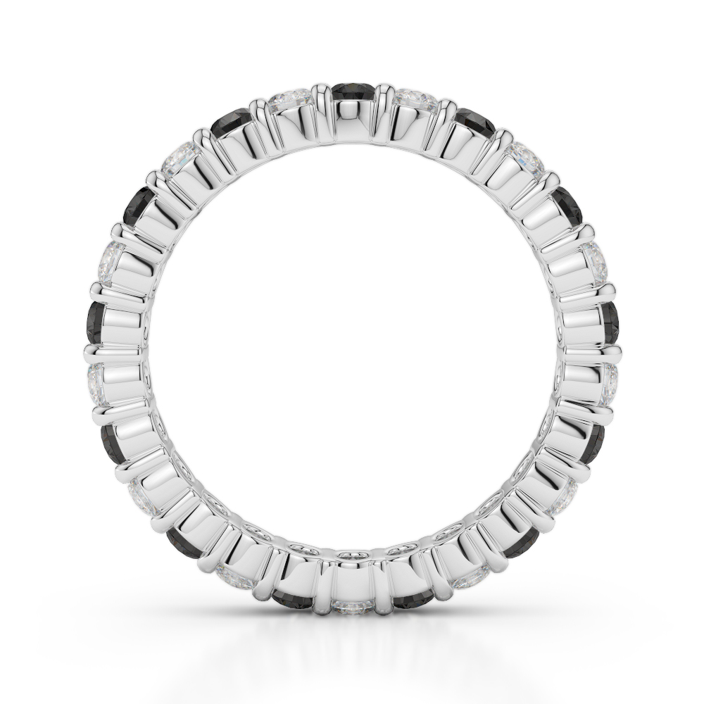 2.5 MM Gold / Platinum Round Cut Black Diamond with Diamond Full Eternity Ring AGDR-1111